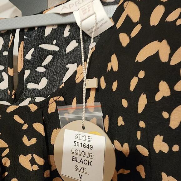 Apricot Black and Tan Print Blouse, Size L  NWT - Picture 4 of 4